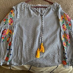 Beautiful stripe and flower casual shirt